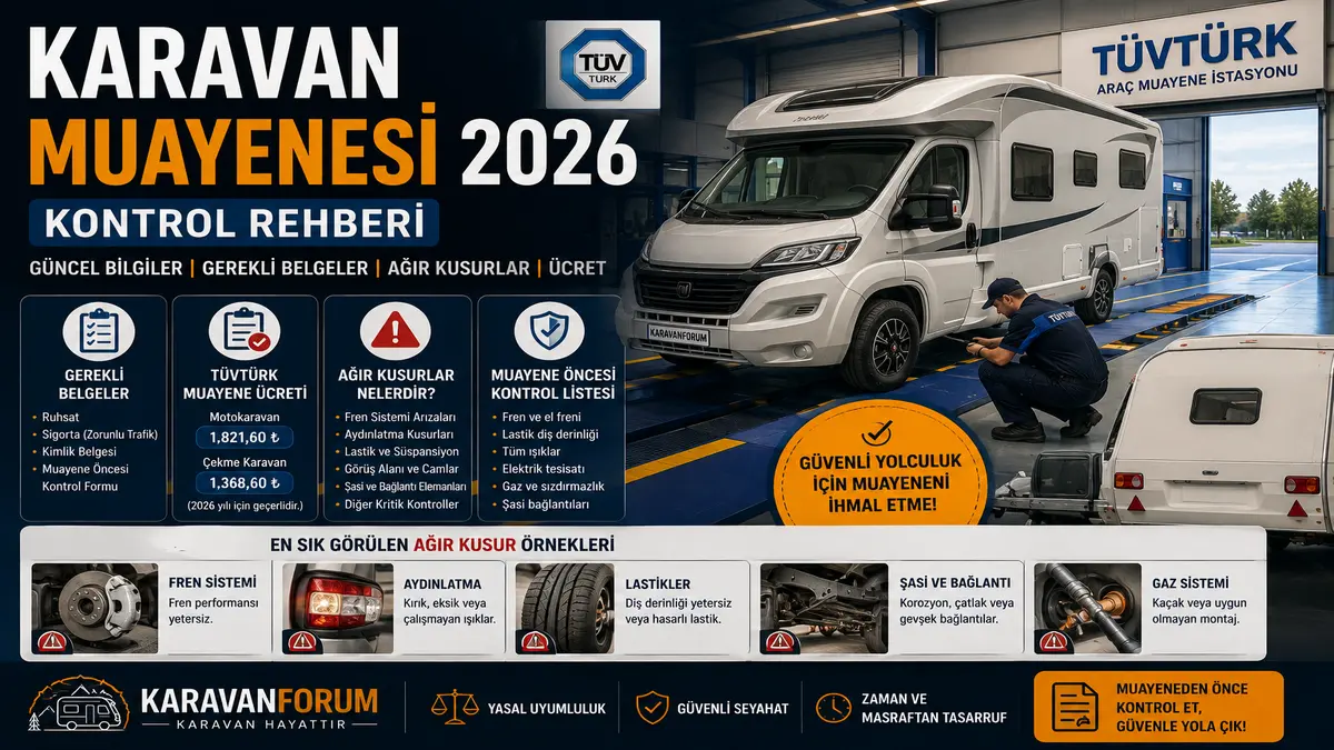 Karavan muayenesi 2026 gerekli belgeler ve ağır kusurlar