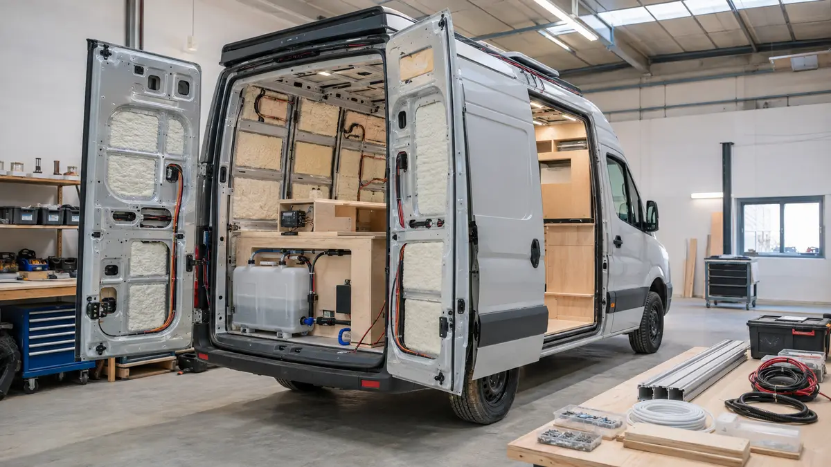 Panelvanı karavana çevirme maliyeti 2026 için tamamlanmış motokaravan dönüşümü